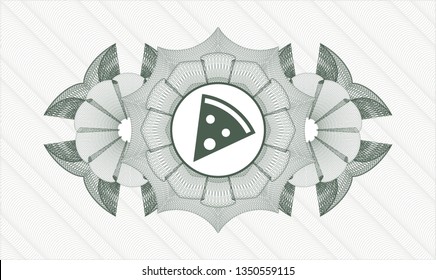 Green rosette. Linear Illustration. with pizza slice icon inside