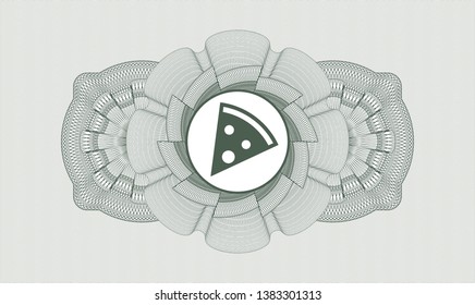 Green rosette. Linear Illustration. with pizza slice icon inside