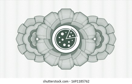 Rosette verde. Ilustración lineal. con icono de pizza dentro