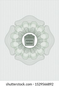 Green rosette. Linear Illustration with popcorn icon inside