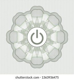 Green rosette. Linear Illustration with power icon inside
