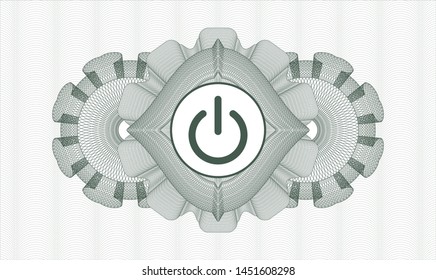 Green rosette. Linear Illustration. with power icon inside