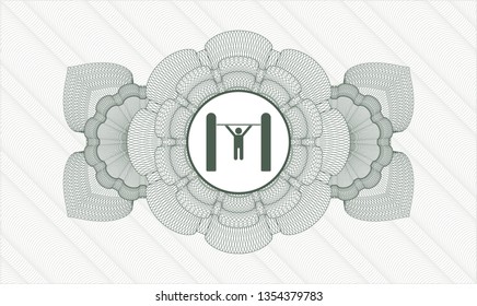 Green rosette. Linear Illustration. with pull up icon inside