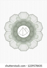 Green rosette. Linear Illustration with pyramids icon inside