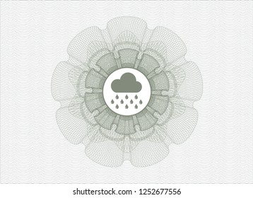 Green rosette. Linear Illustration with rain icon inside