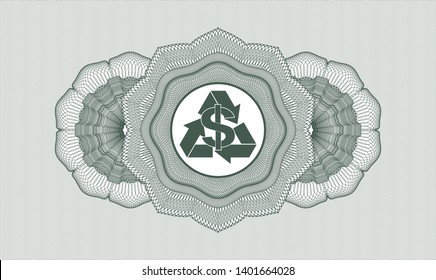 Green rosette. Linear Illustration. with recycling business icon inside