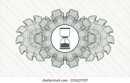 Green rosette. Linear Illustration. with sand clock icon inside