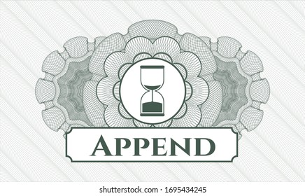 Green rosette. Linear Illustration. with sand clock icon and Append text inside