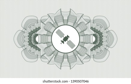 Green rosette. Linear Illustration. with satelite icon inside