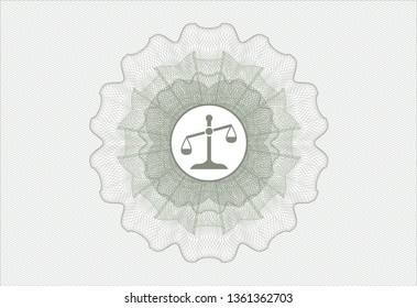 Green rosette. Linear Illustration with scale icon inside