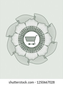Green rosette. Linear Illustration with shopping cart icon inside