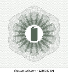 Green rosette. Linear Illustration with soda can icon inside