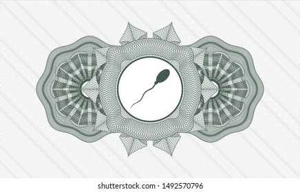 Green rosette. Linear Illustration. with sperm icon inside