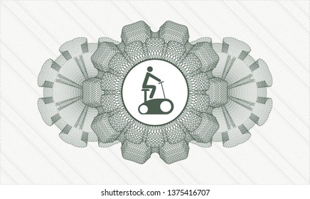 Green rosette. Linear Illustration. with stationary bike icon inside