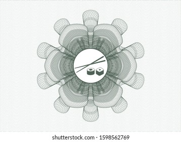 Green rosette. Linear Illustration with sushi icon inside