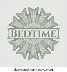  Green rosette. Linear Illustration with text Bedtime inside