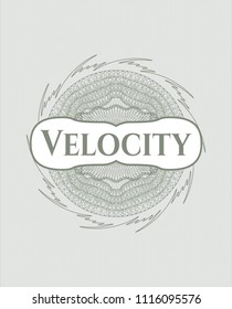 Green rosette. Linear Illustration with text Velocity inside