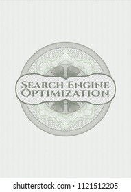 Green rosette. Linear Illustration with text Search Engine Optimization inside