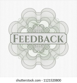 Green rosette. Linear Illustration with text Feedback inside