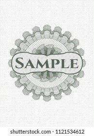 Green rosette. Linear Illustration with text Sample inside