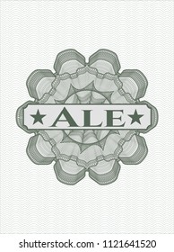 Green rosette. Linear Illustration with text Ale inside