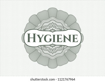 Green rosette. Linear Illustration with text Hygiene inside
