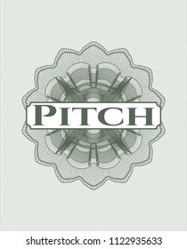 Green rosette. Linear Illustration with text Pitch inside