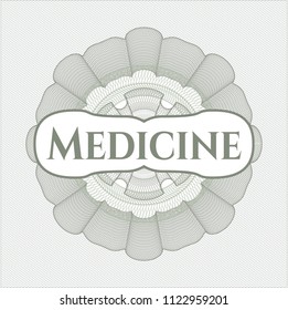 Green rosette. Linear Illustration with text Medicine inside
