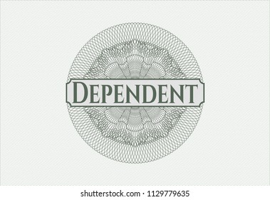 Green rosette. Linear Illustration with text Dependent inside