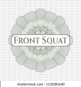 Green rosette. Linear Illustration with text Front Squat inside