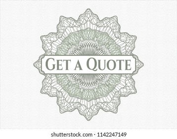 Green rosette. Linear Illustration with text Get a Quote inside