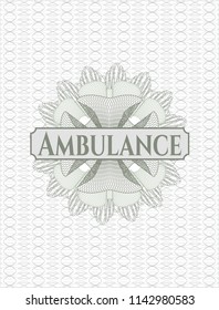 Green rosette. Linear Illustration with text Ambulance inside