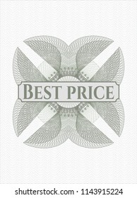Green rosette. Linear Illustration with text Best Price inside