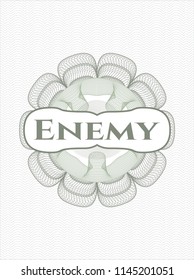 Green rosette. Linear Illustration with text Enemy inside