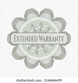 Green rosette. Linear Illustration with text Extended Warranty inside