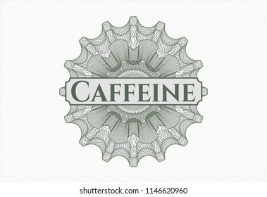 Green rosette. Linear Illustration with text Caffeine inside