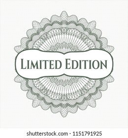 Green rosette. Linear Illustration with text Limited Edition inside