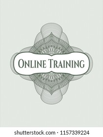 Green rosette. Linear Illustration with text Online Training inside