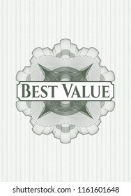 Green rosette. Linear Illustration with text Best Value inside