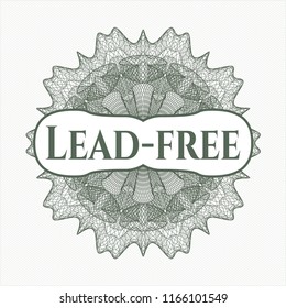 Green rosette. Linear Illustration with text Lead-free inside