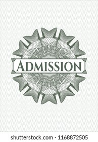 Green rosette. Linear Illustration with text Admission inside