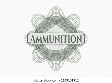 Green rosette. Linear Illustration with text Ammunition inside