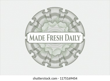 Green rosette. Linear Illustration with text Made Fresh Daily inside