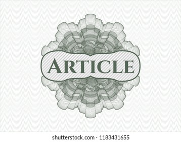 Green rosette. Linear Illustration with text Article inside