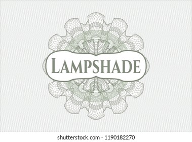 Green rosette. Linear Illustration with text Lampshade inside