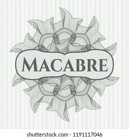Green rosette. Linear Illustration with text Macabre inside