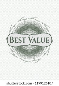 Green rosette. Linear Illustration with text Best Value inside
