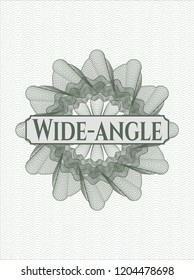 Green rosette. Linear Illustration with text Wide-angle inside