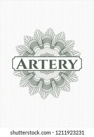 Green rosette. Linear Illustration with text Artery inside