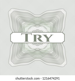 Green rosette. Linear Illustration with text Try inside